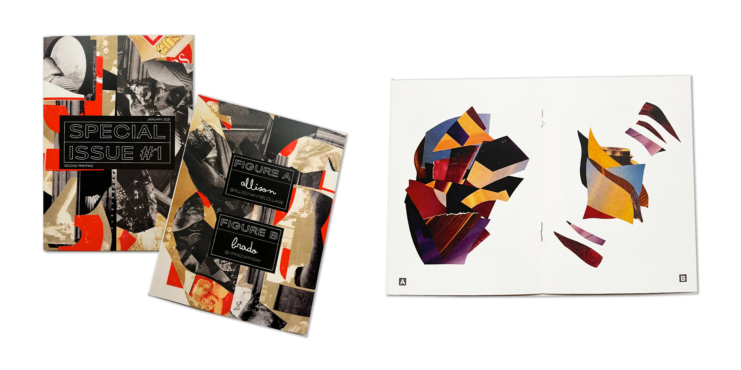 Photo spread of an abstract collage zine