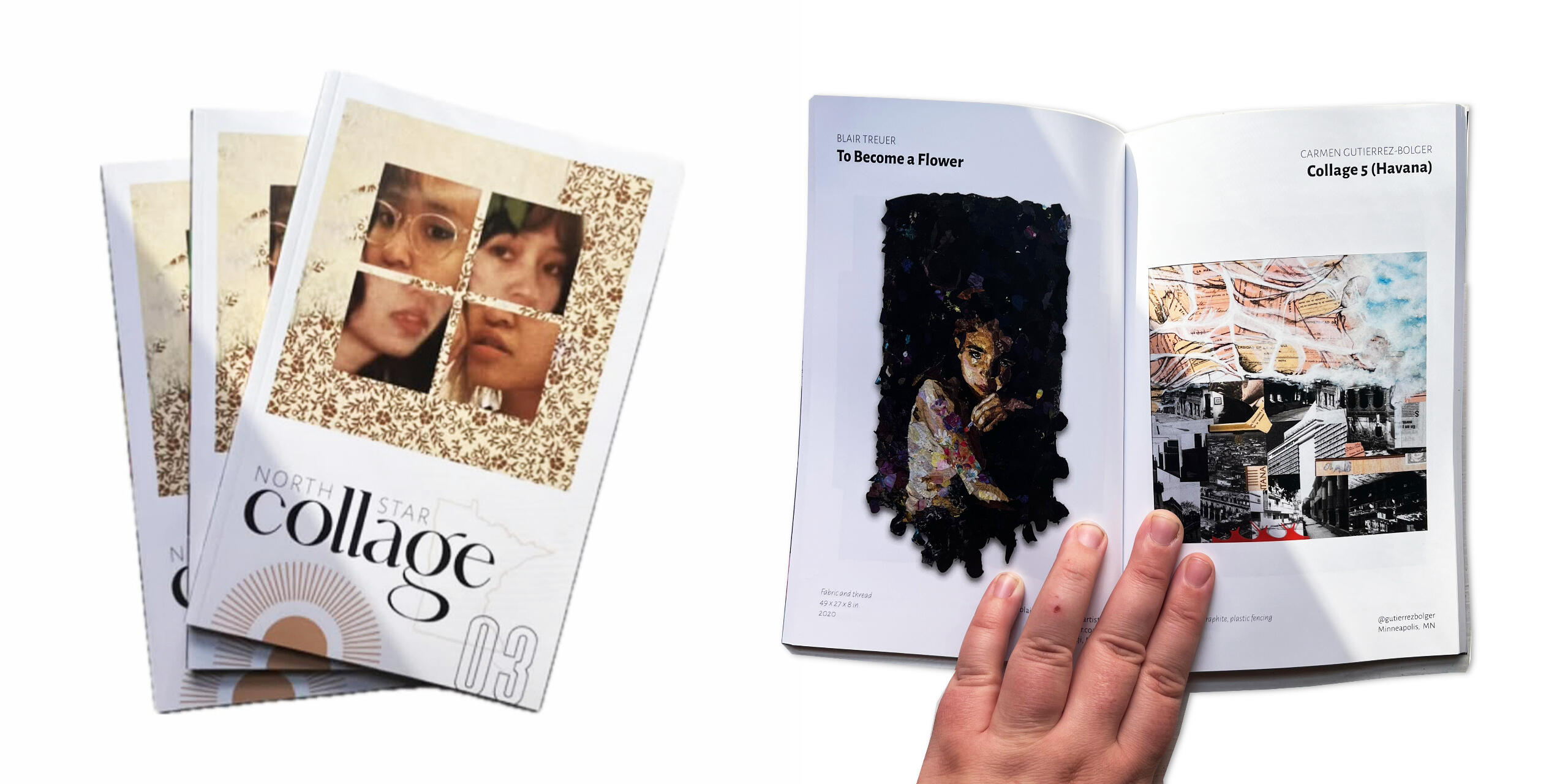 Photo spread of a collage zine