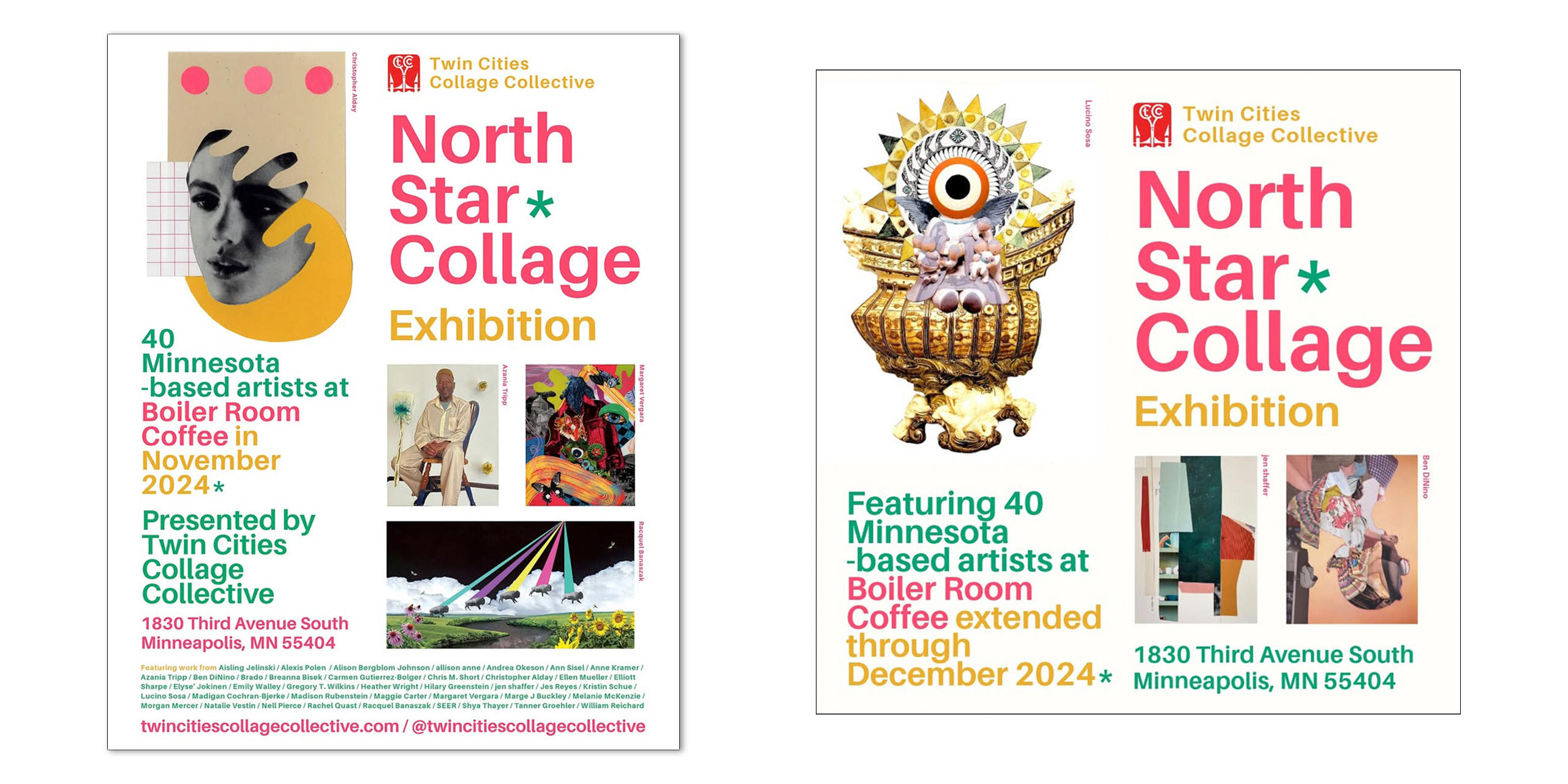 Colorful flyer for a collage exhibition