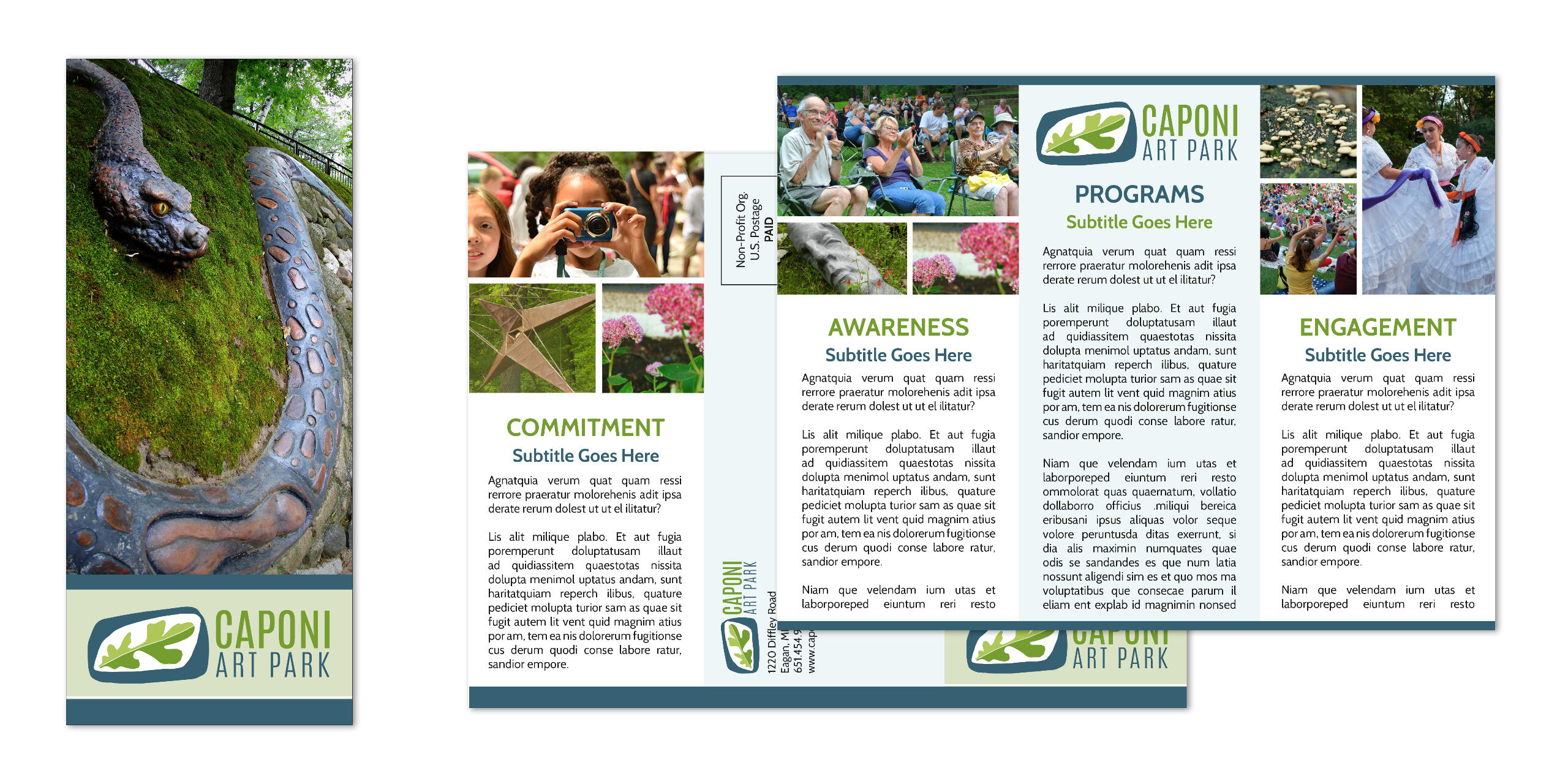 Images of a brochure template for an art park