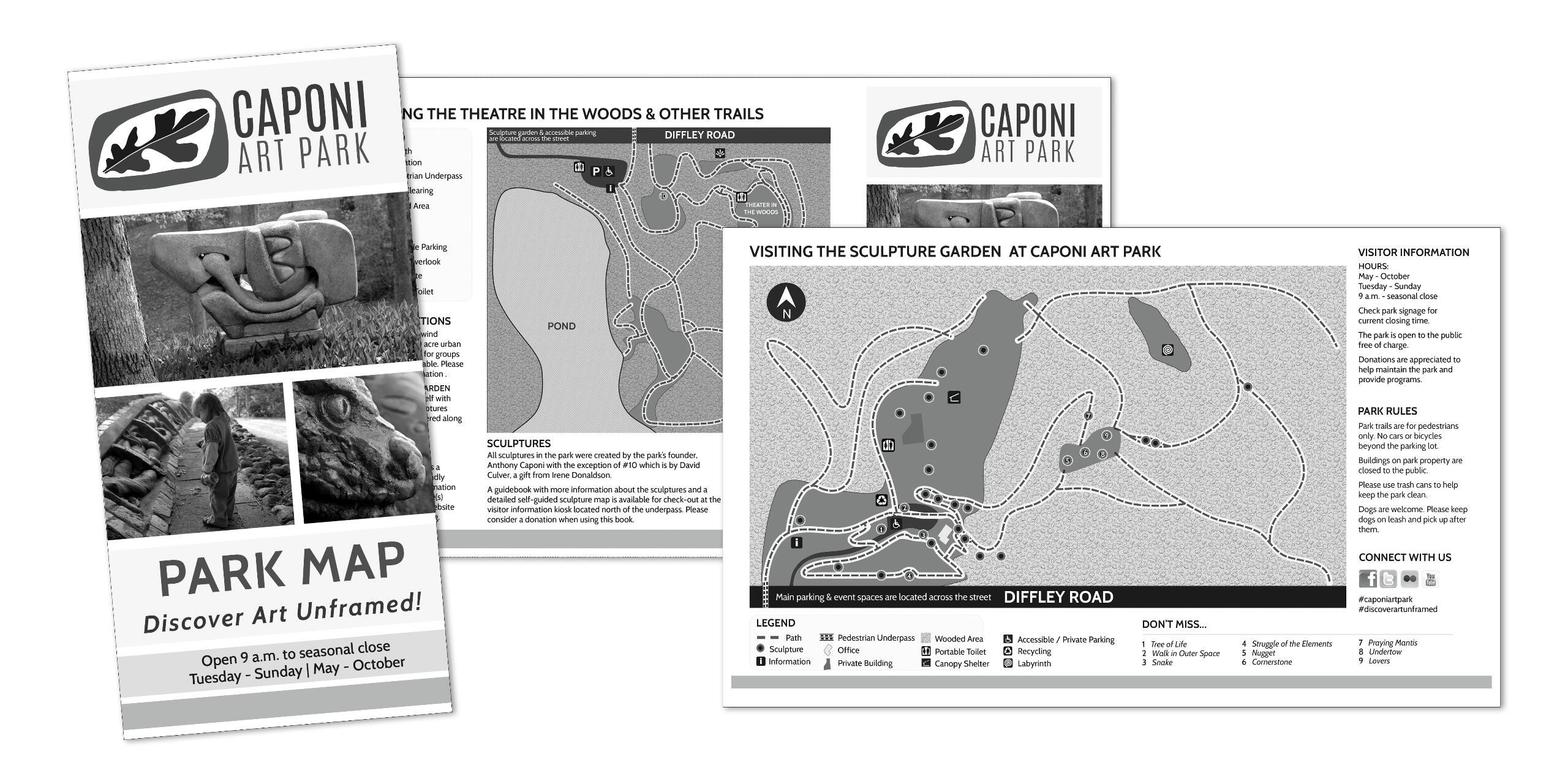 Images of a brochure and map for an art park