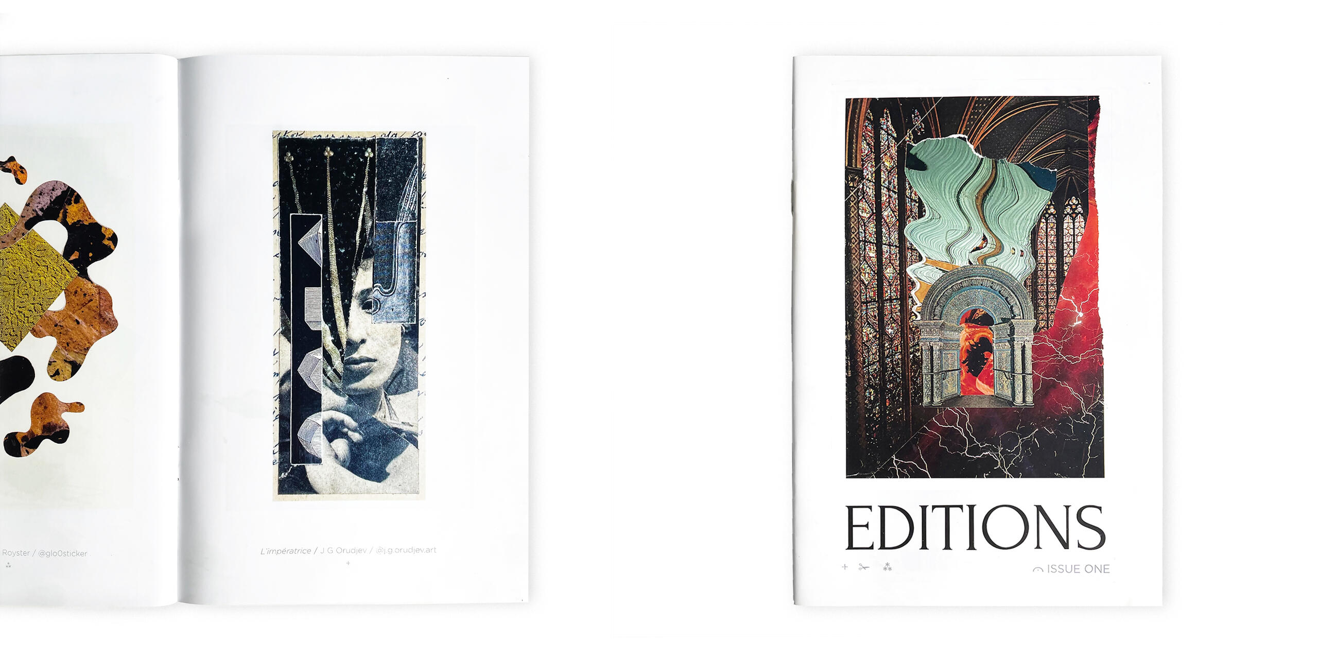 Photo spread of a collage zine