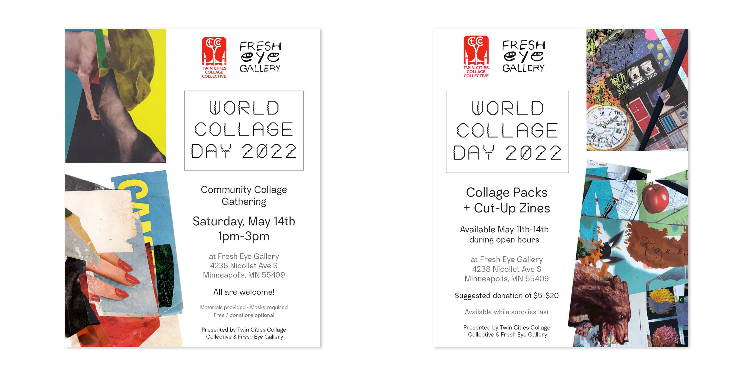 Colorful flyers for a collage gathering