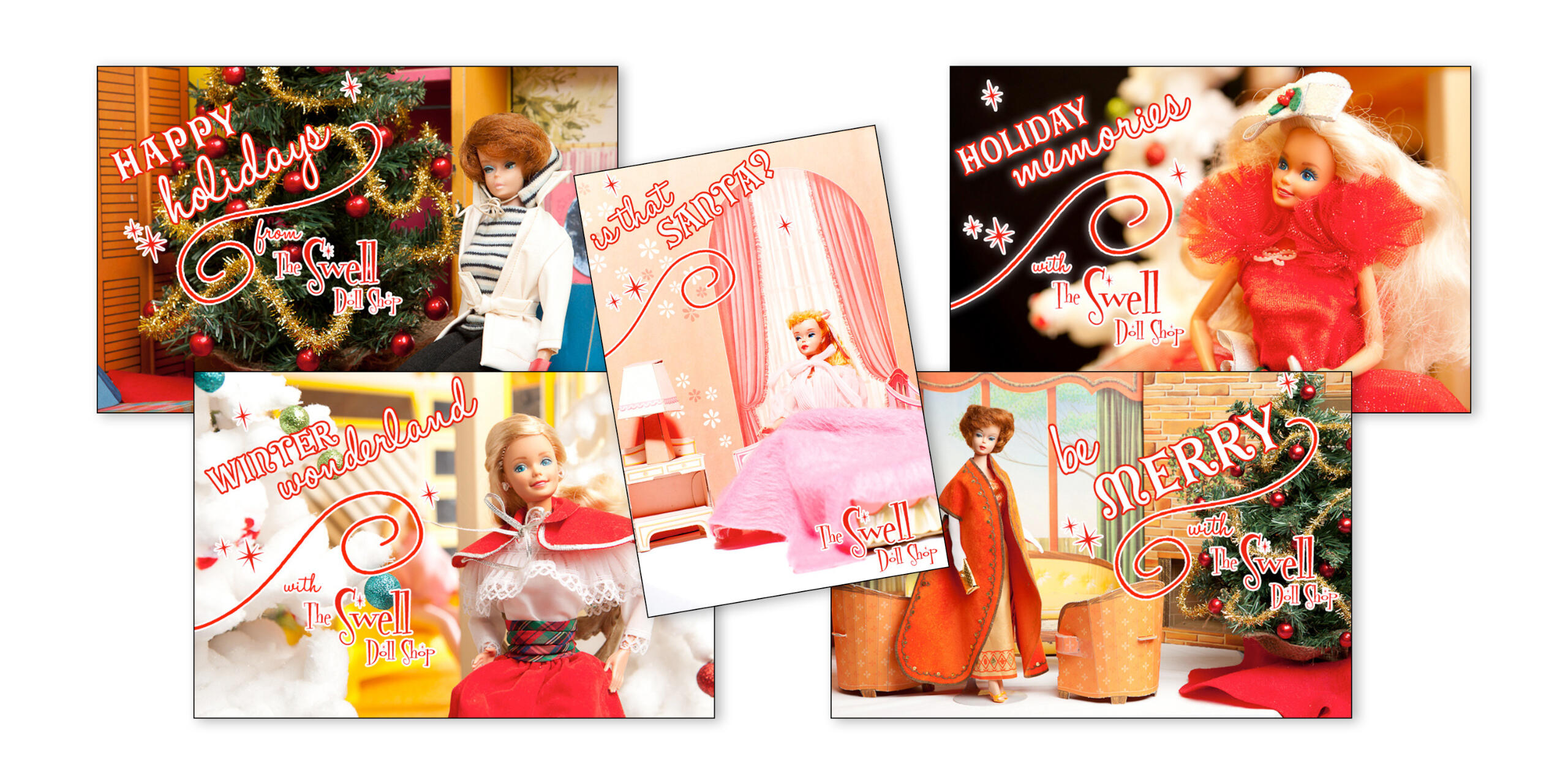 Various postcards and graphics of Francie and Barbie doll