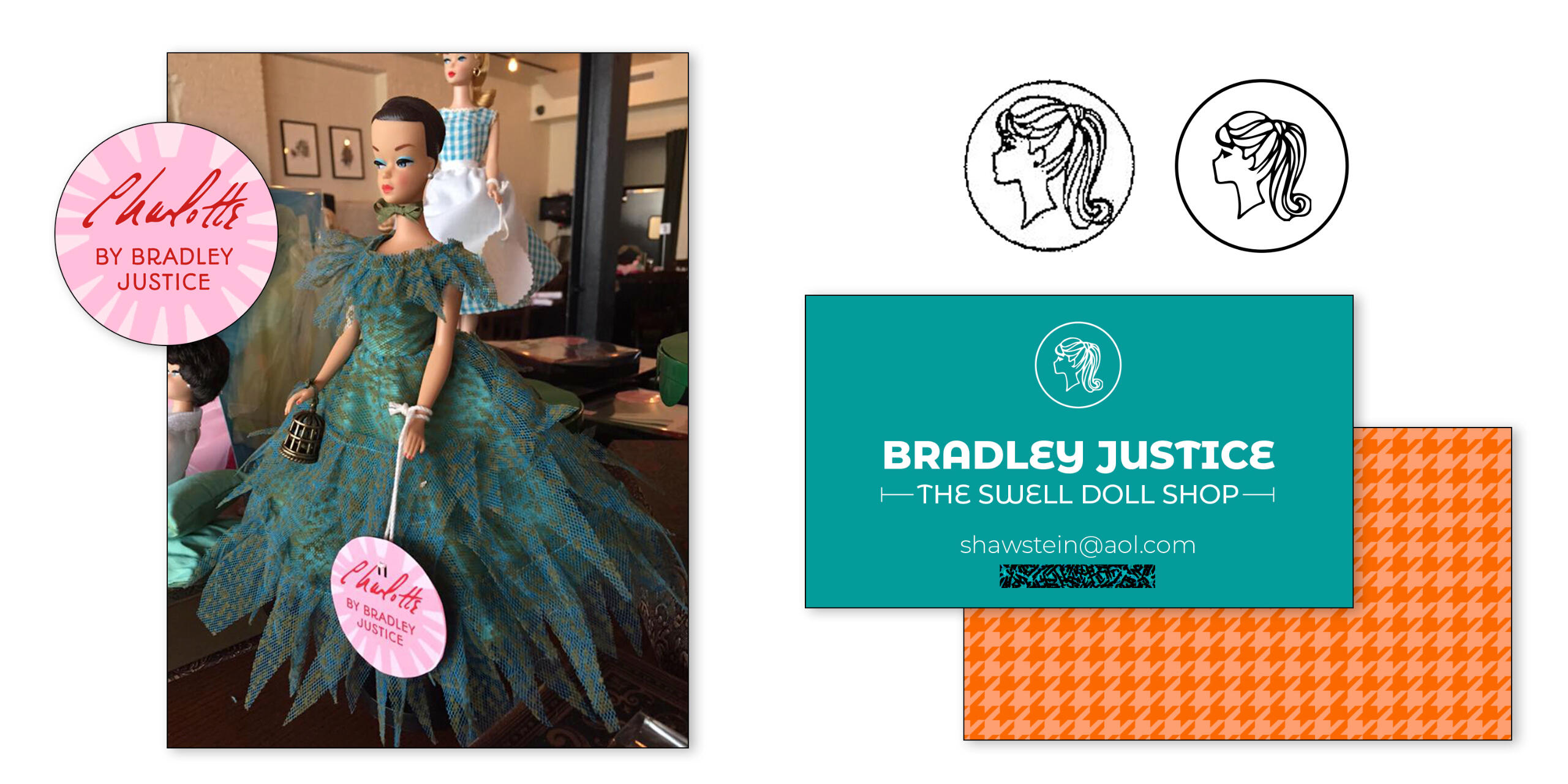 Images of doll tag and business card